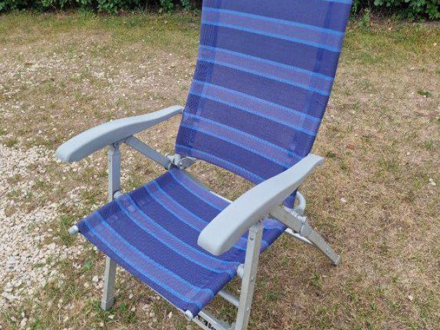 2 x Berger Campingstuhl Luxus Campingsessel blau gestreift